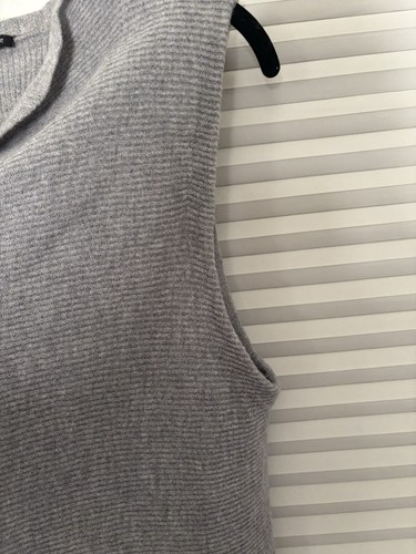 Eileen Fisher maglione gilet XL aperto davanti grigio a costine 100% lana casual outdoor - Foto 8 di 12