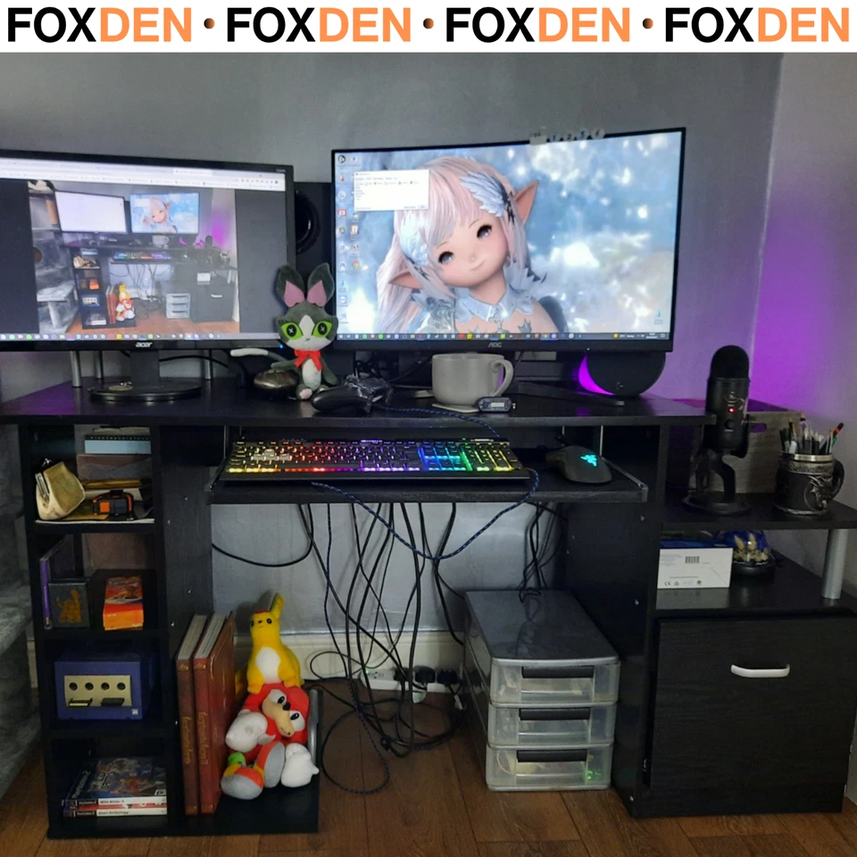 Computer Desk PC Workstation CPU Storage Rack with Drawer Home Office Furniture - Image 4 of 4