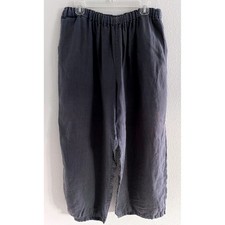 Bryn Walker Blue Linen Pants Women XL Lagenlook Wide Leg Pull On Comfort Coastal