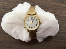 Timex Indigo Woman’s Watch White Dial Gold Toned Band Untested