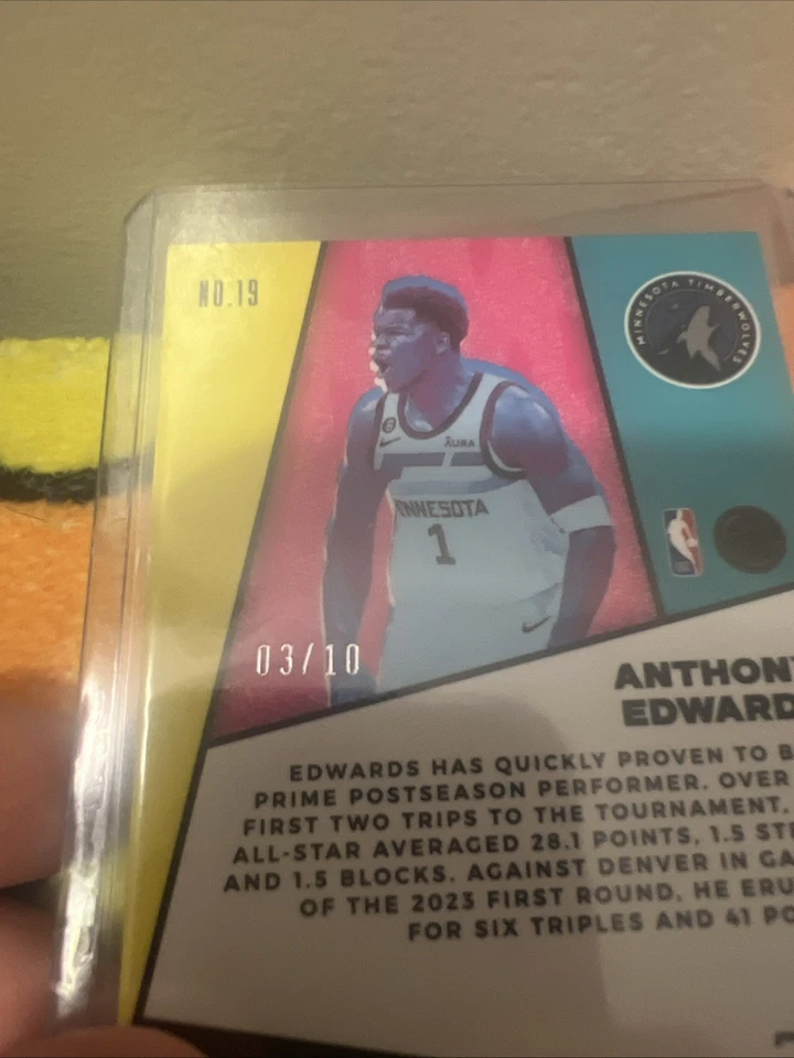2022-2023 Panini Flux Flux Appeal Anthony Edward’s Gold Crack Numbered 03/10 - Image 3 of 4
