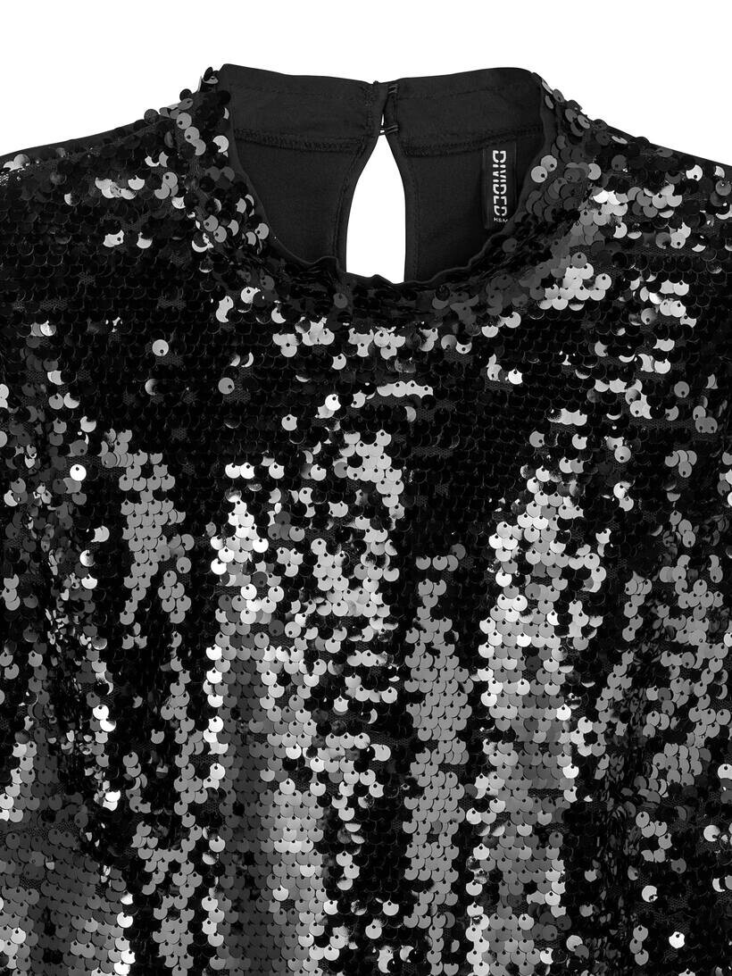 New H&M Black Sheer Sequin Long Sleeve Top Sz S