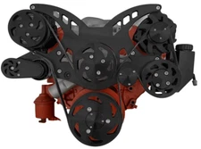 Small Block Chevy Serpentine Pulley Conversion Kit ALT PS AC SBC BLACK 350 383