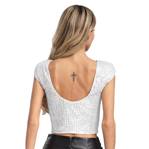 Damen Oben Zuschneiden Dressy T-Shirt Einfarbige Farbe Oberteile Bankett Ladies - Picture 69 of 74