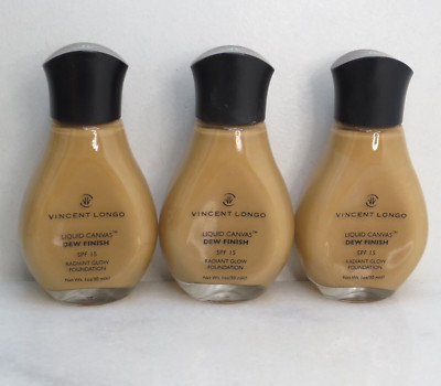VINCENT LONGO LIQUID CANVAS SPF15 RADIANT GLOW FOUNDATION GOLDEN ORIENTAL 9 3PCS