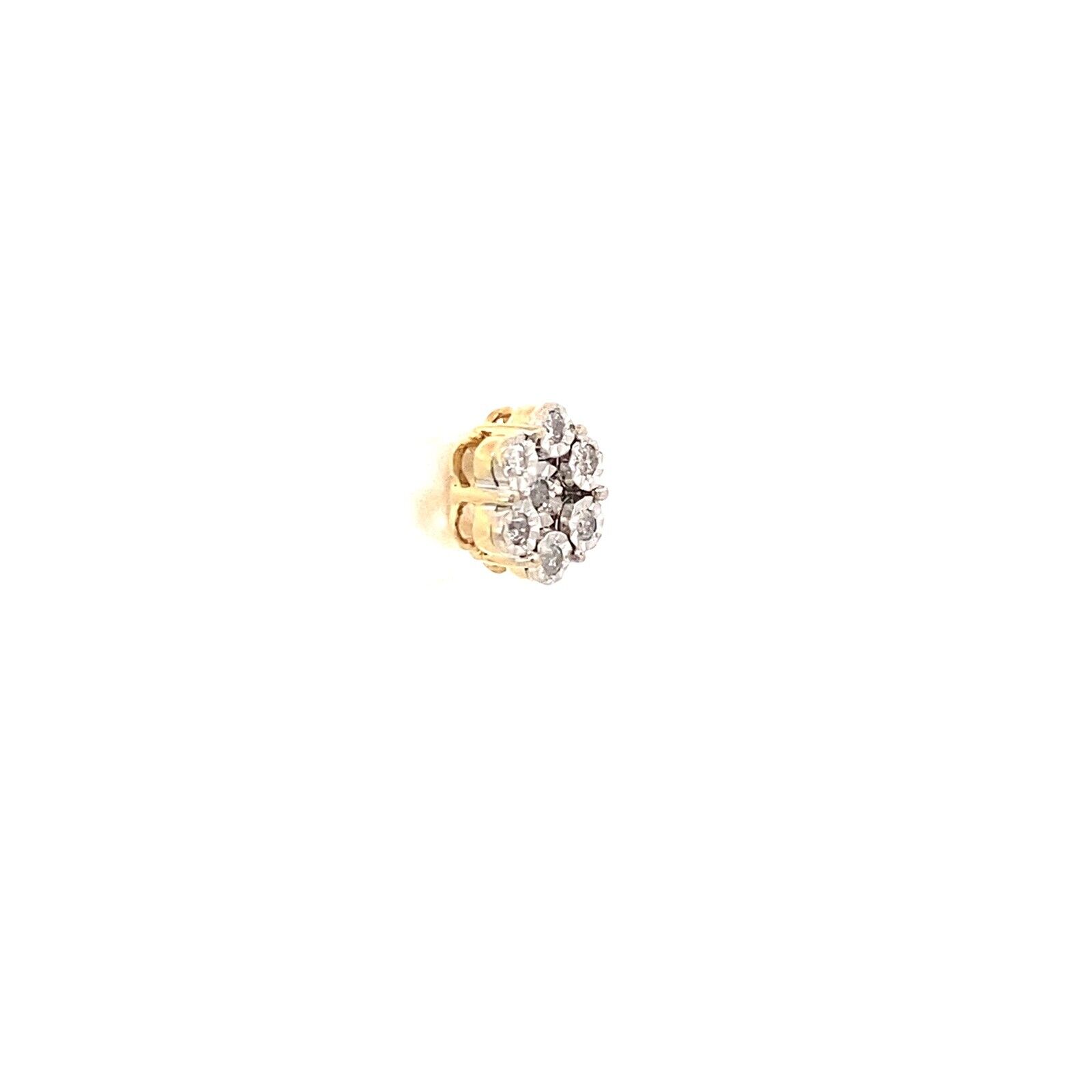 SINGLE 14KT YELLOW GOLD .03CT DIAMOND CLUSTER EAR… - image 2