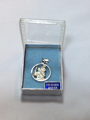 Chapel St Christopher Cut Out Vintage Sterling Silver Charm Pendant Medal