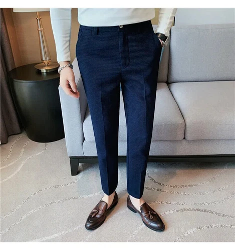 Business Casual Suit Pants For Men Clothing Fit Formal Wear Trousers 36 - Imagen 17 de 30
