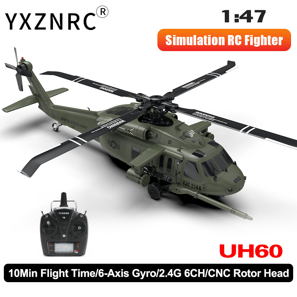 YXZNRC UH60 Black Hawk 6CH Gyro 2.4G 6-axis 3D Flybarless 1/47 RC