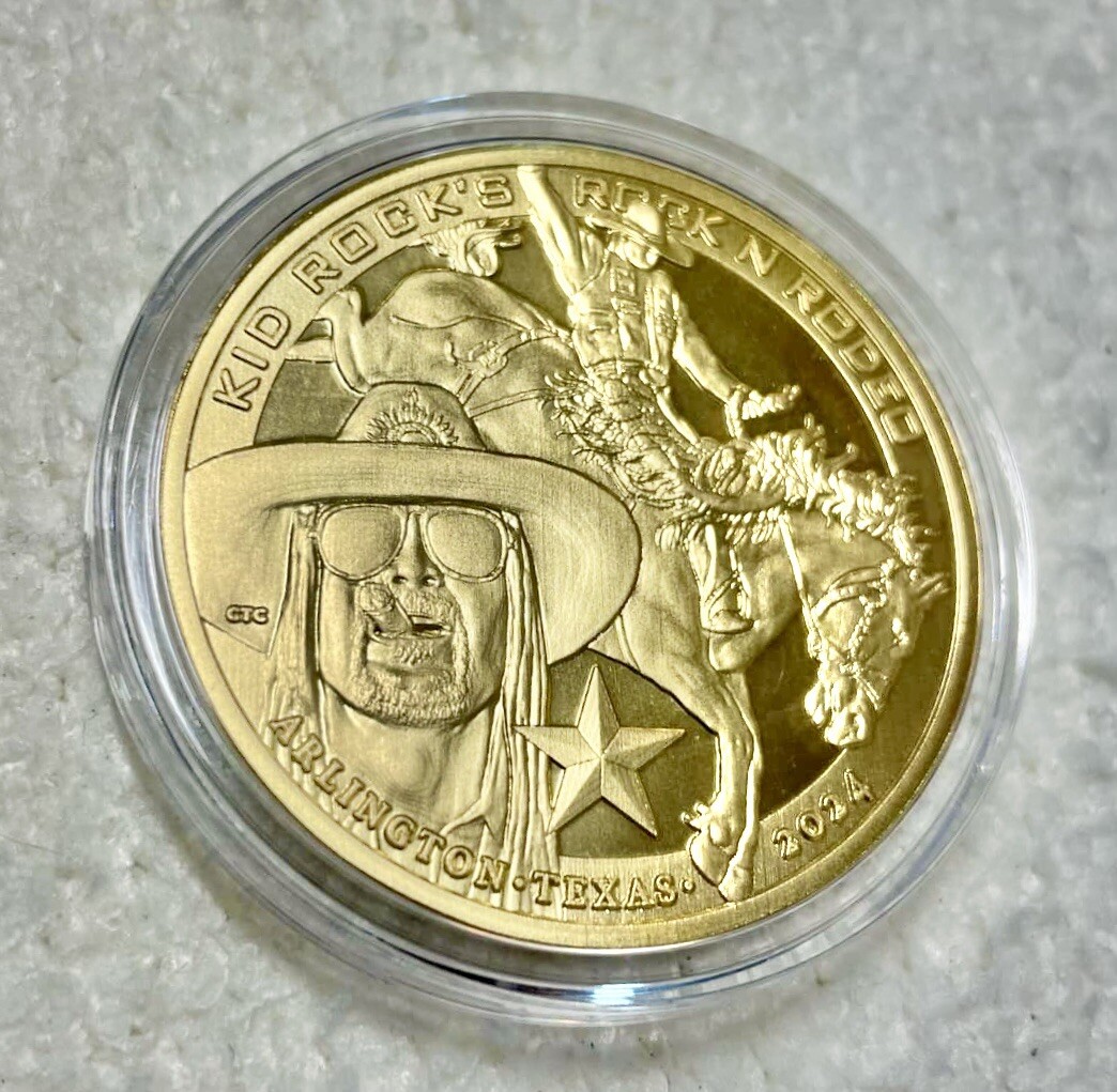 Kid Rock 2024 PBR 24kt Gold Coated .999 Silver 1oz Coin Rock