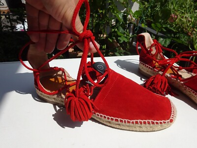 Dsquared2 premium women's shoes sandals espadrilles suede red Spain size 41 new