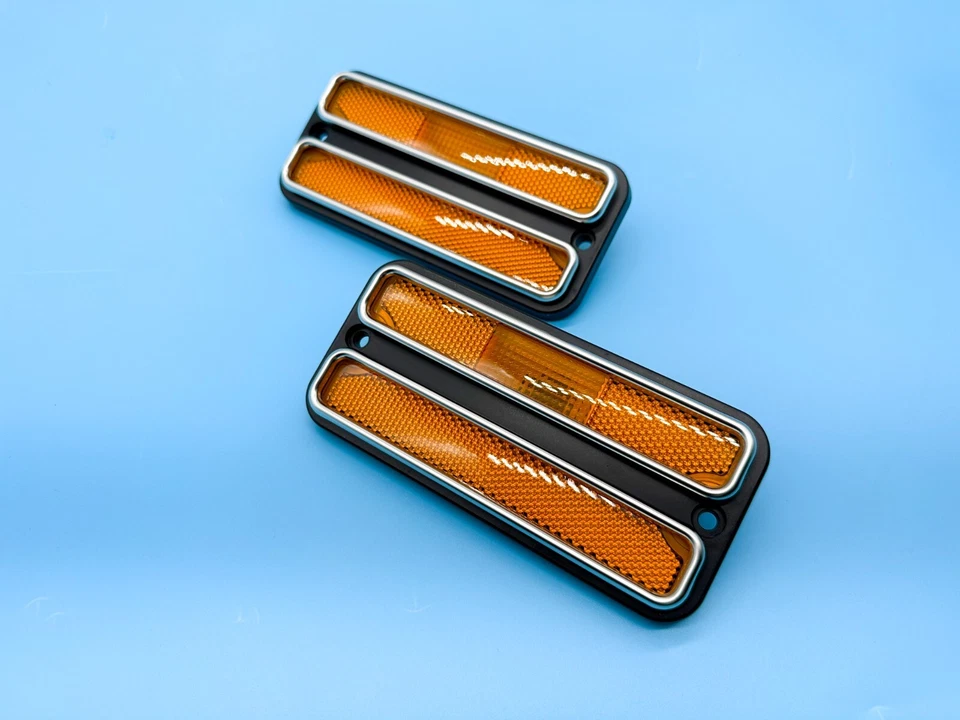 New Front & Rear Deluxe Side Marker Light Set W/ Trim For 68-72 Chevrolet C10 - Image 3 of 4