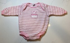 Vintage Carters 6 Month Pink  White Stripe W/Mouse Long Sleeve One Piece READ