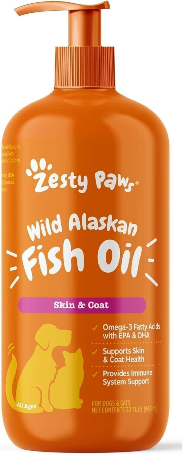 Wild Alaskan Fish Oil for Dogs & Cats Omega 3 Fatty Acids EPA DHA 32 fl