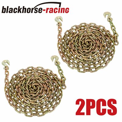 2PC 5/16'' x 20' G70 Chains Tow Chain Binder Tie Down Flatbed Truck Trailer Chain