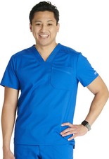 Cherokee Workwear Scrubs Men's V Neck Top WW751 ROY Royal Free Shipping