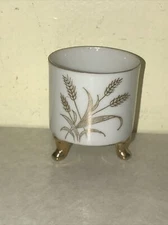 Vintage Lefton Footed Toothpick Holder with Gold Trim 2.5 in. x 2.5 in