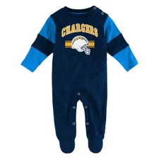 San Diego Chargers NFL Newborn Navy Blue "Team Believer" Long Sleeve Coverall