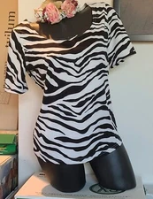Vintage Spiegel Zebra Print Black and White Blouse, Medium(8-10) SEE DESCRIPTION