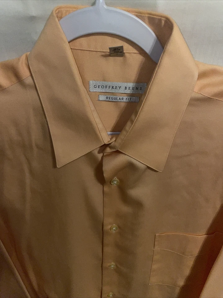 Camisa de vestir Geoffrey Beene para hombre talla mediana naranja melocotón abotonada manga larga Foto 3 de 4