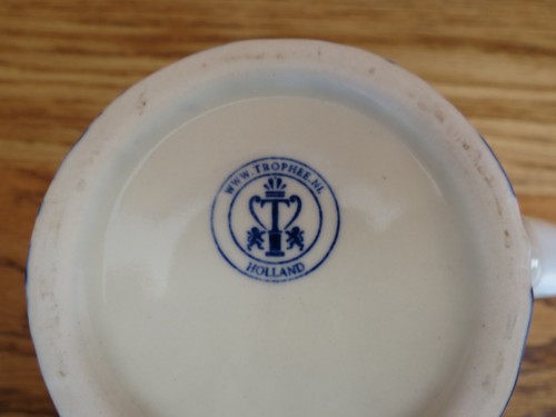 Tazza da caffè vintage Holland Delft blu dipinta a mano rilievo mulino a vento alberi tazza da tè - Foto 10 di 10