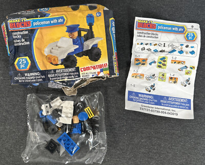 New Damaged Box Sealed Make-It-Blocks Policeman With ATV