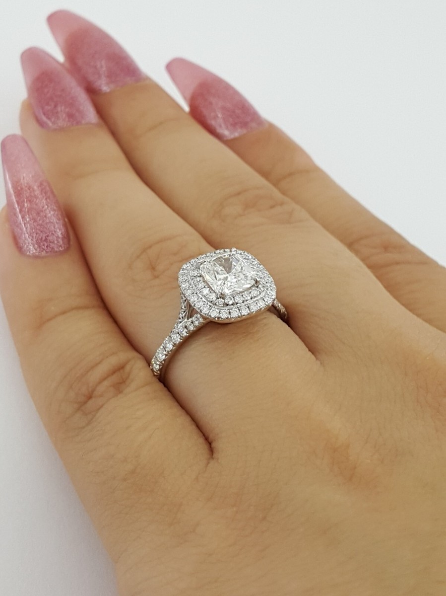 Tiffany Co Soleste ® ct Cushion Diamond Halo Engagement