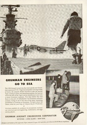 1957 Grumman Supersonic F11F-1 Tiger Was Catapulted, The USS Intrepid Print Ad