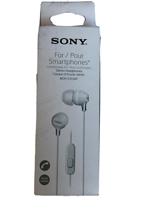 New Sony Stereo Headphones Earbuds MDR-EX15AP White Noise