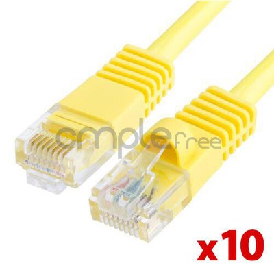 10x 10FT CAT5e Cable Ethernet Lan Network CAT5 RJ45 Patch Cord Yellow NEW