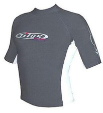 Men's Small Grey  White RASH GUARD Anti UV Swim Surfing Scuba Diving Snorkeling