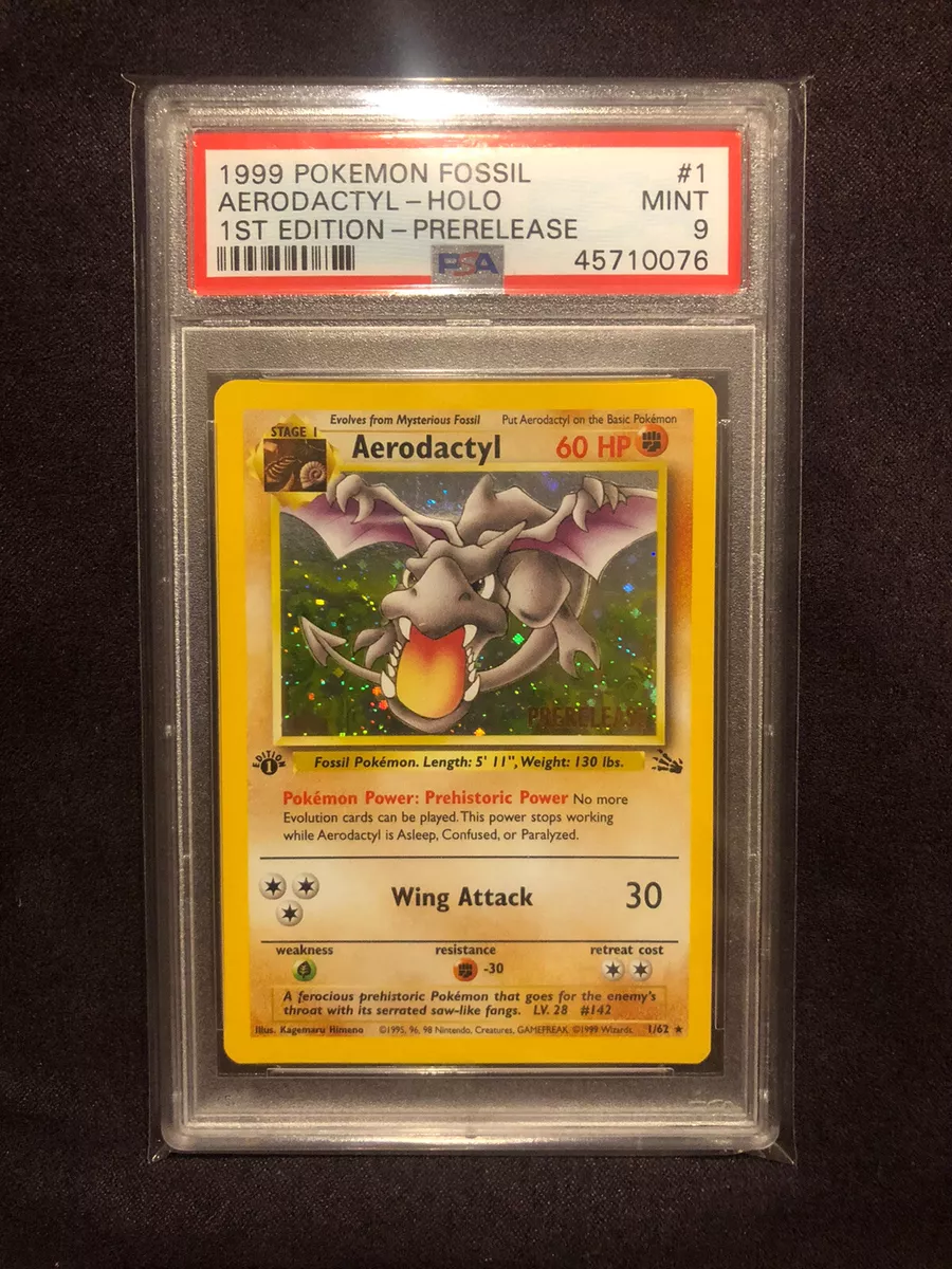 Aerodactyl Fossil 1st Edition Prerelease PSA 9 HOLO 1/62 - Pokemon