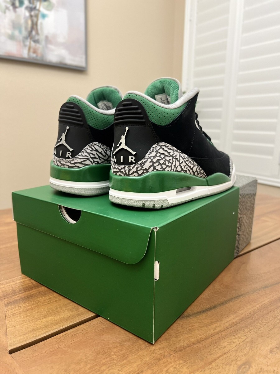 Nike Air Jordan 3 Pine Green Black Cement Men Size 8 #CT8532-030