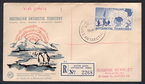 AUSTRALIA Antarctic Territory 1959 Registered Cover. 2/- Stamp. Penguins Cachet