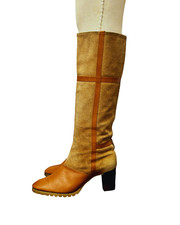 VINTAGE 1970s CAMEL SUEDE LEATHER HIGH BOOTS VINTAGE WOMEN'S SUEDE BOOTS
