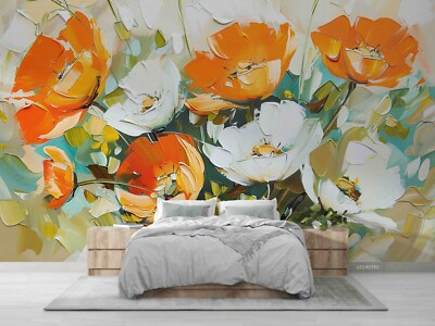 #ad 3D Floral Color Rural Oil Painting Self adhesive Removeable Wallpaper Wall Mural AU $49.99