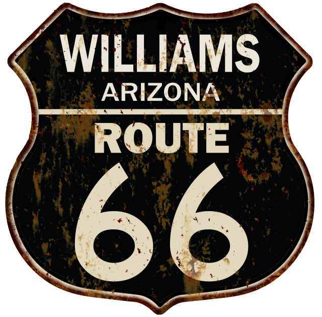 WILLIAMS, ARIZONA Route 66 Shield Metal Sign Man Cave Garage