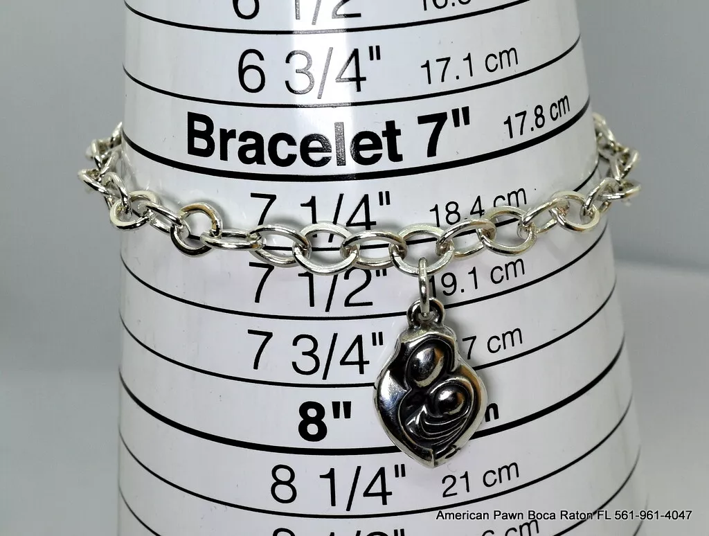 James Avery Forged Sterling Silver Link 925 Charm Bracelet w