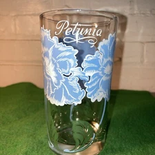 Boscul Peanut Butter Glass Blue Petunia Pattern Five Inch Size