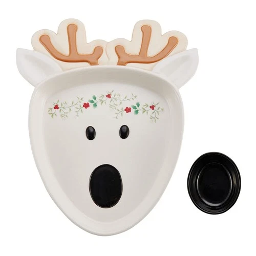 Pfaltzgraff Winterberry Reindeer Chip and Dip Platter - Thumbnail 2