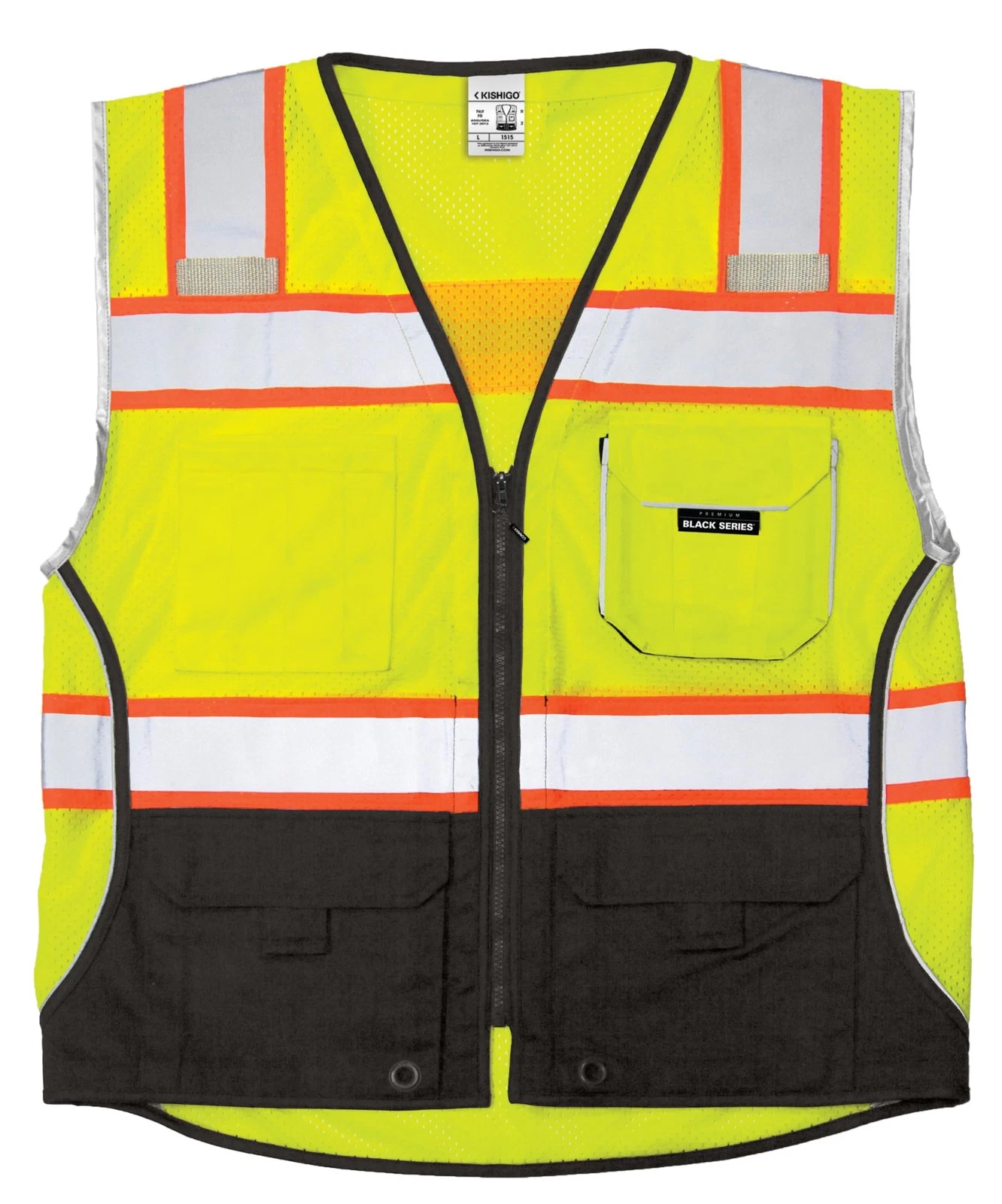 Kishigo Men's High Visibility Reflective Premium Black Series Black Bottom Ve... image 2