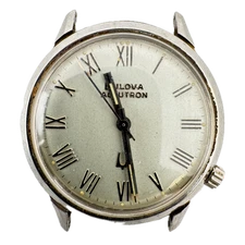 Vintage 34mm 1975 Accutron Roman Men's Tuning Fork Wristwatch 218 0 USA Steel