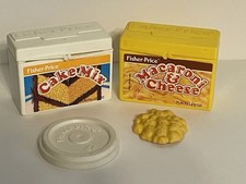 Vintage Fisher Price Fun With Food Items-Cake Mix, Mac  N Cheese  Lid