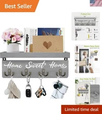 Elegant Wall-Mounted 4-Hook Key Holder with Mail Shelf for Entryway Decor
