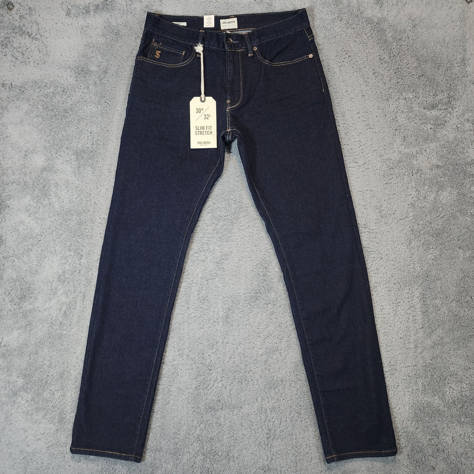 Todd Snyder Jeans Mens 30x32 Dark Wash Slim Fit Indigo Rinse Wash Stretch NWT