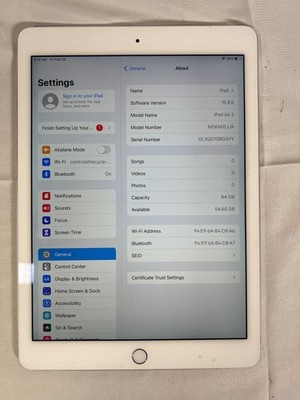 Apple iPad Air 2 2nd Generation 64GB Silver MGKL2LL/A