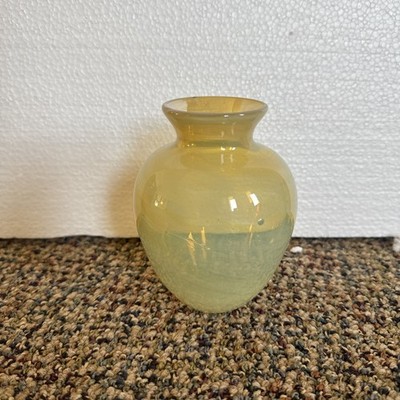 Yellow See Through Glass Vase Hand Blown Art Decor
