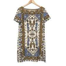 TORY BURCH Pima Cotton Short Sleeve Mini Dress, Size M, Multicolor Women USED