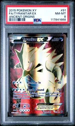 Pokemon Tyranitar EX Ancient Origins Full Art 91/98 PSA 8