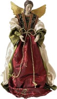 Engel Schutzengel Mit Stoffkleid, GrüN, 35 Cm, Polyresin Dekofigur